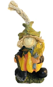 Statuina Spaventapasseri Autunno Ringraziamento 7" Resina e Paglia Decorazione Corpo Zucca  - Foto 1 di 6