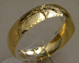 Lady's Yellow Gold Plated Adjustable Bangle Bracelet Christ Stars 18mm Wide New - Picture 1 of 3