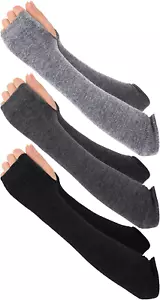 3 Pairs Fingerless Gloves for Winter Knit Long Thumb Hole Arm Warmers Goth Elbow - Picture 1 of 12