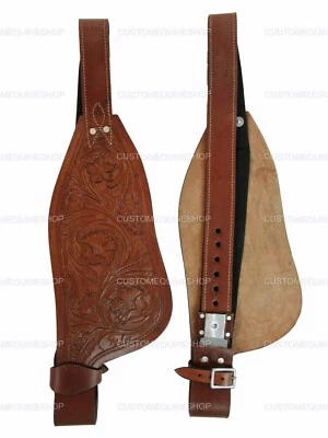 ORLOV HILL WESTERN SADDLE FENDERS FOR ROPING BARREL RACING FLORAL TOOLED LEATHER ONE PAIR