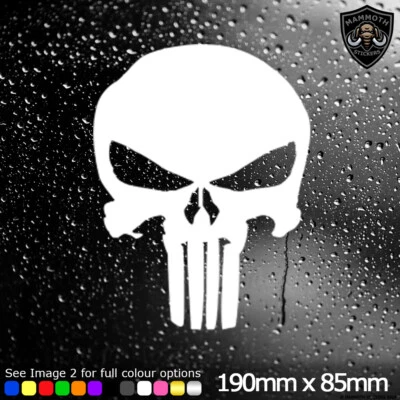 MAMMOTH STICKERS Punisher Skull Car Decal Vinyl Punisher Logo Car Sticker Window Sticker Bumper