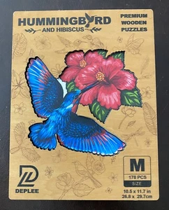 Rompecabezas de madera Deplee - colibrí e hibisco mediano 178 piezas - Imagen 1 de 4