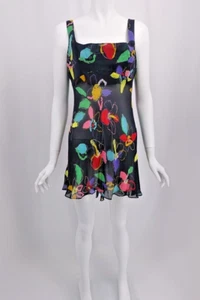 Gai Mattioi Square Neck Multicolor Floral  Sleeveless Silk Dress Size M - Picture 1 of 8
