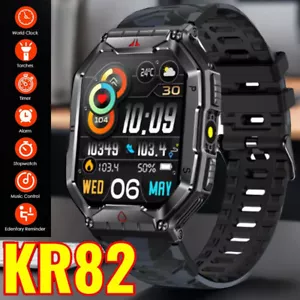 Smartwatch Herren Militär mit Telefonfunktion Sprachassiste Blutdruckmessung Neu - Bild 1 von 14
