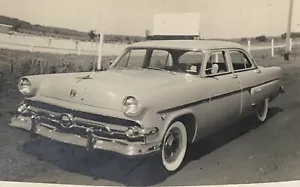 Vintage Snapshot Photos x2 Car 1954 Crestline Skyliner Hardtop Coupe 5x3.5 Velox - Picture 1 of 6