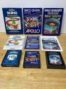 4 Atari 2600 Games Space Cavern Skiing Space Invaders Box Works Video Game Lot - Picture 1 of 24