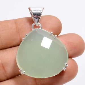 Natural Peru Chalcedony Gemstone 925 Silver Handmade Pendant 1.5" ARP-4244 - Picture 1 of 3