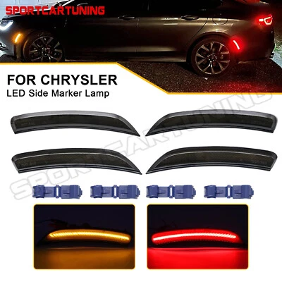 For 2015-2017 Chrysler 200 LED Front Rear Bumper Side Marker Lights Smoked 4PCS - Image 1 of 4