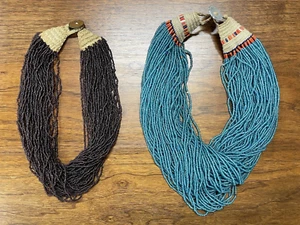 Set of (2) Vintage Konyak Naga Indian Heavy Multi-Strand Coin Clasp Necklaces - Picture 1 of 17