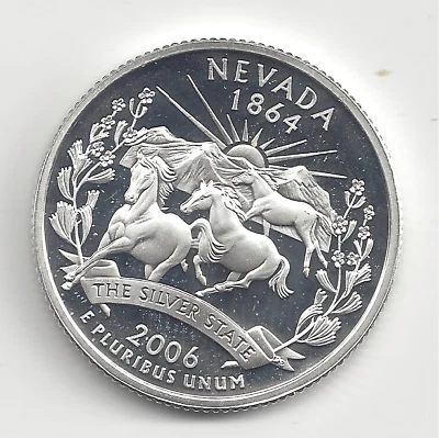 2006 S Silver Proof NEVADA Quarter - 90% Silver - Image 1 of 2