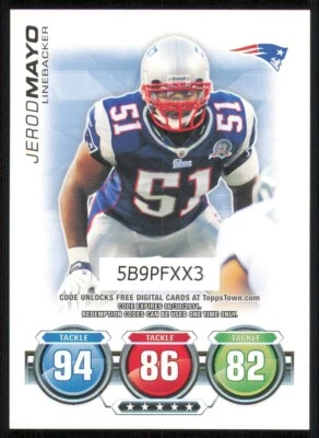 2010 Topps Attax Code Cards #27 Jerod Mayo - Image 1 of 2