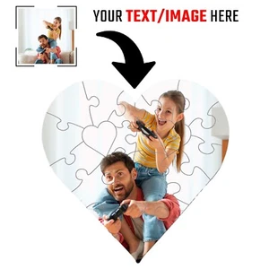 Custom Heart Puzzle Birthday Gift Personalized Jigsaw Picture Photo Love Day - Picture 1 of 5