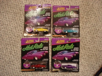 Lot of 4 Johnny Lightning Hot Rods Frankenstude 1997 Purple Yellow Red Blue - Image 1 of 4