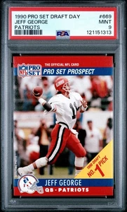 Tarjeta de error 1990 Pro Set Jeff George Draft Day PSA 9 #669 New England Patriots - Imagen 1 de 2