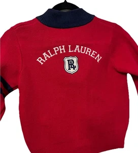Polo Ralph Lauren Red Cotton Zip Cropped Zip Cardigan Sweater Girls Large - Picture 1 of 6