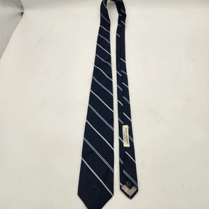 Givenchy Gentleman Paris Diagonal Striped Blue Silver Designer Tie Silk Poly - Picture 1 of 11