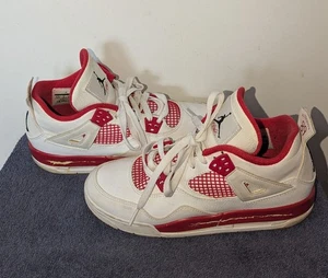 Nike Air Jordan 4 Retro Alternate 89 GS Size 6.5Y 408452-106 Sneakers White Red - Picture 1 of 11