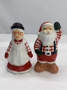 Salero y pimentero de Santa y la señora Claus umbral loza - Imagen 1 de 6