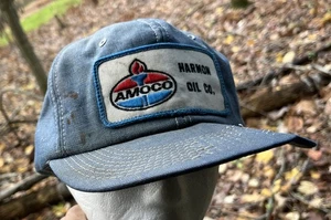AMOCO Harmon Oil Co. bestickter Patch Kappe schmutzig & distressed Vintage K-Marke USA - Bild 1 von 10