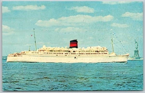 QTEV Queen of Bermuda Barco de Pasajeros - Estatua de la Libertad NY 1963 Postal - Imagen 1 de 2