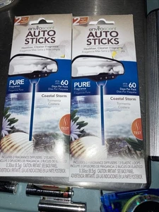 2 ENVIROSCENT AUTO STIX STICKS COASTAL STORM SCENT CAR AIR FRESHENER - Picture 1 of 5