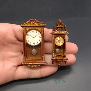 Casa de Muñecas Miniatura Escala 1/12 Accesorios Reloj de Pared Borwn Hogar Metal Muebles - Imagen 1 de 7