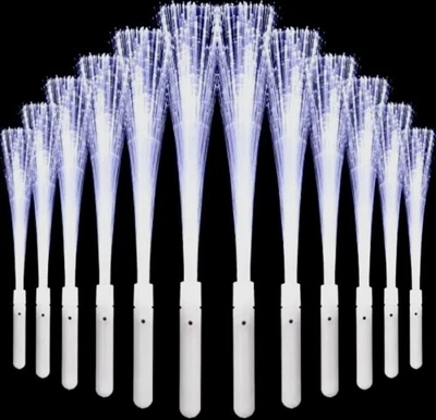 Paquete de 10 varitas de fibra óptica intermitentes varitas LED blancas largas brillantes Foto 1 de 4