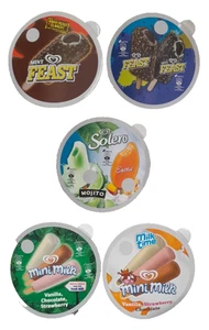 LOT 5x WALL'S WALLS FEAST SOLERO MINI MILK ICE CREAM VAN STICKERS NOS! - Picture 1 of 1