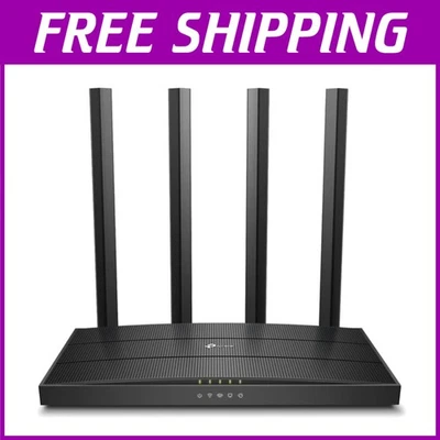 Long-Range Black WiFi Router - 4 Antennas & Guest Mode for Seamless Streaming - Image 1 of 4