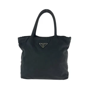 PRADA Tessuto Triangle with logo Handbag Tote Bag Black Black Nylon - Picture 1 of 10