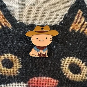 Enamel Pin Cat Cowboy Hat Boots Brooch Lapel Jewelry Cute Country Kitten Gift - Picture 1 of 4