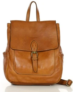 Medium Italian Leather Backpack Ruksak for Women Handmade Multi-Pocket Daypack - Picture 1 of 9