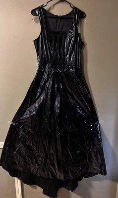 Vintage 90s Lip Service Faux Rubber Maxi Halter Dress Size Large Goth Punk EMO - Image 1 of 4