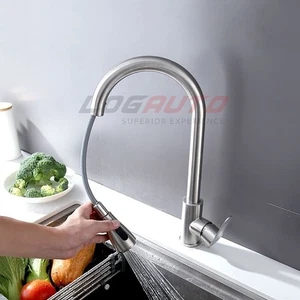 High Quality Stainless Steel Faucet Set Pull Out Sprayer Sink Mixer Tap Brushed - Picture 1 of 12