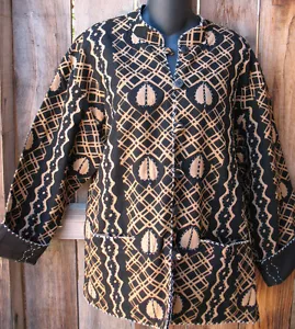 SAM HILU ART TO WEAR GIACCA REVERSIBILE FODERATA IN COTONE TESSUTO NERO E ORO, TAGLIA LG - Foto 1 di 7