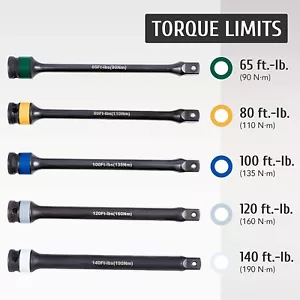 1/2" Drive Torque Limiting Extension Bar Impact Socket Tool 65/80/100/120/140ft - Picture 1 of 7