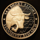 Stansberry Research Short Report Bill S&A 1oz 999 FINE Silver bar round C3400