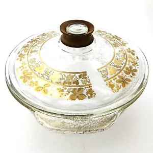 Fire King vintage 2 cuartos Cazuela Georges Briard Gold Salpicaduras Uva y Hoja MCM - Imagen 1 de 12