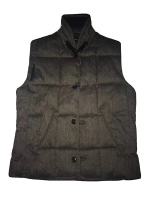 H&M Chaleco Espiga Tweed Marrón Puffer Acolchado Chaqueta Botones Hebilla Cuello 40R Foto 1 de 4