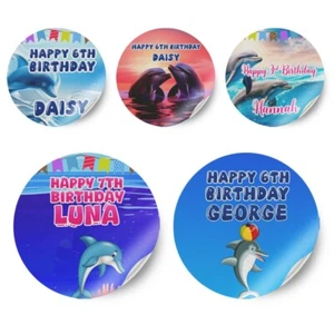 Pegatinas Personalizadas Cualquier Nombre Diseño Delfín Cumpleaños Decoración Fiesta Etiqueta 28 - Imagen 1 de 11