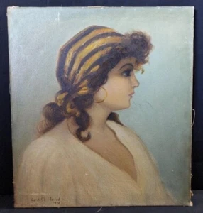 Original Antique Oil Painting Gypsy Girl, signed Cordelia Baird dated 1908 - Picture 1 of 12