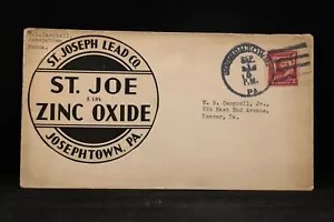 Pa: Josephtown 1931 St. Joe Oxide Advertising Cover, Scarce DPO Beaver Co - Bild 1 von 2