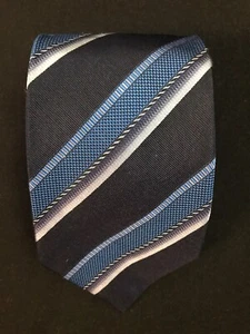 Corbata de seda Ateseta hecha en Italia a rayas azul 3,75” siete 7 pliegues 60” de largo clásica - Imagen 1 de 24