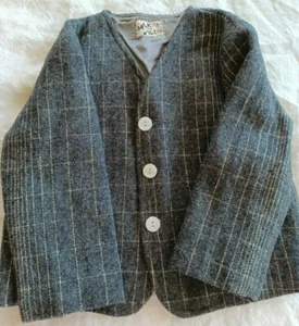 Vintage Jack and Jill TOGS Boys Gray Plaid Blazer Jacket - Picture 1 of 11