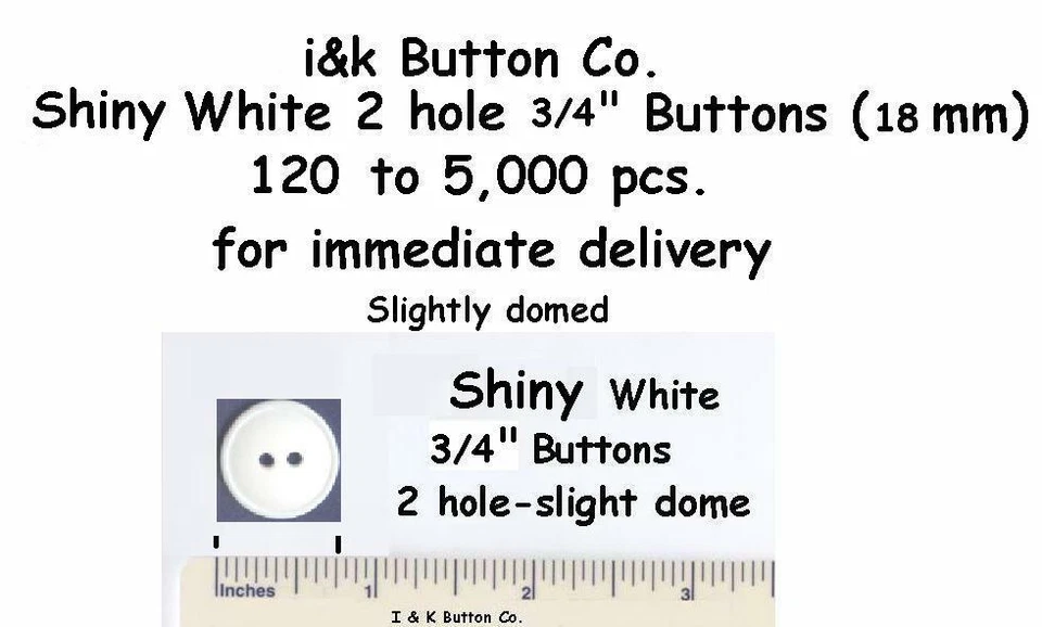 120 to 5000 pcs. White 3/4"  Lead-free Buttons NEW - 18mm medical Headband - Image 1 of 1