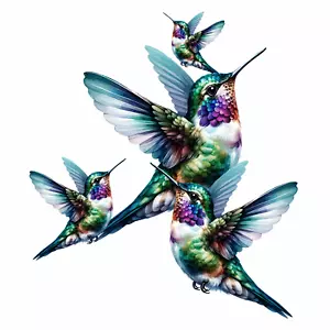 x4 Colorful Humming Bird Wall Art Laptop Car Bathroom Toilet Vinyl Sticker Decal - Picture 1 of 4