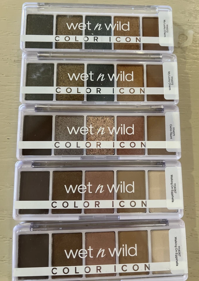 5~Wet N Wild Eyeshadows~Mix~New~ My Lucky Charm/Walking On Eggshells/Camoflaunt - Image 1 of 4