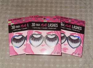 LA COLORS 3D Faux Mink False Eyelashes - Pucker Up Pink LOT OF 3 New - Picture 1 of 3