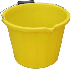 14L Builders Bucket With Pouring Lip & Metal Handle Heavy Duty Storage Yellow UK - Picture 1 of 12
