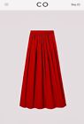 $525 NWT CO Collections Red Maxi Skirt in Cotton Sateen 2